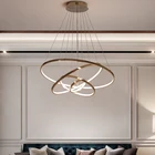 Хромированные или позолоченные современные светодиодные подвесные светильники для гостиной, столовой, домашний декор, круглые кольца, светодиодные подвесные светильники