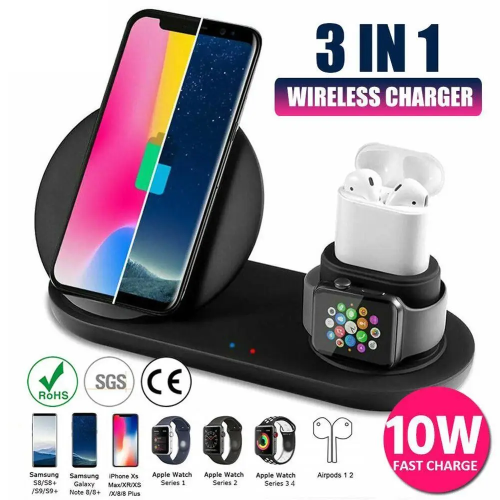 Беспроводное зарядное устройство Qi 10 Вт для Iphone X XS MAX XR 8 док станция быстрой