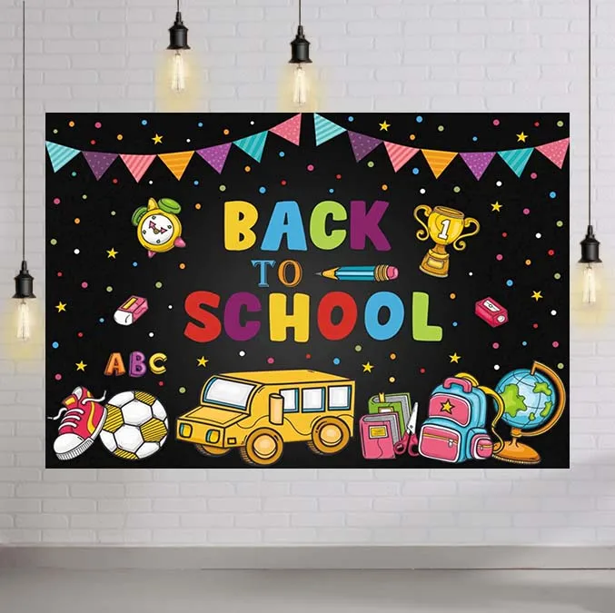 

Welcome Back To School Blackboard Backdrop for Kids First Day of School Banner Background Preschool Kindergarten Primary Party