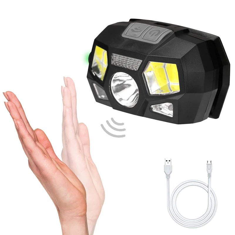 

1300mah Waterproof Rechargeable Sensor LED Fishing Headlamp Outdoor Super Bright Headlamp Camping Hunting Head Lamp