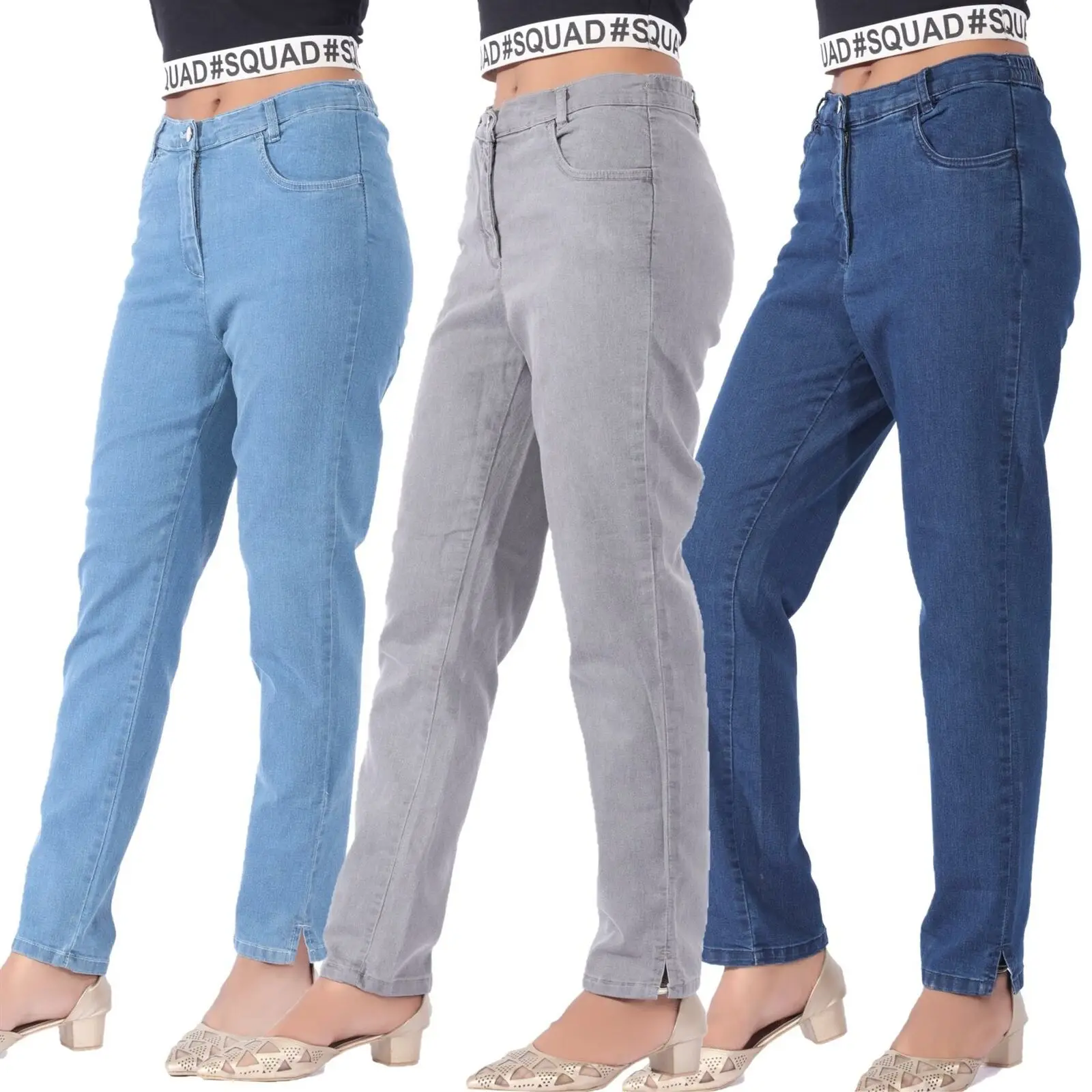 

Джинсы женские прямые с эластичным поясом, Размер 12-30