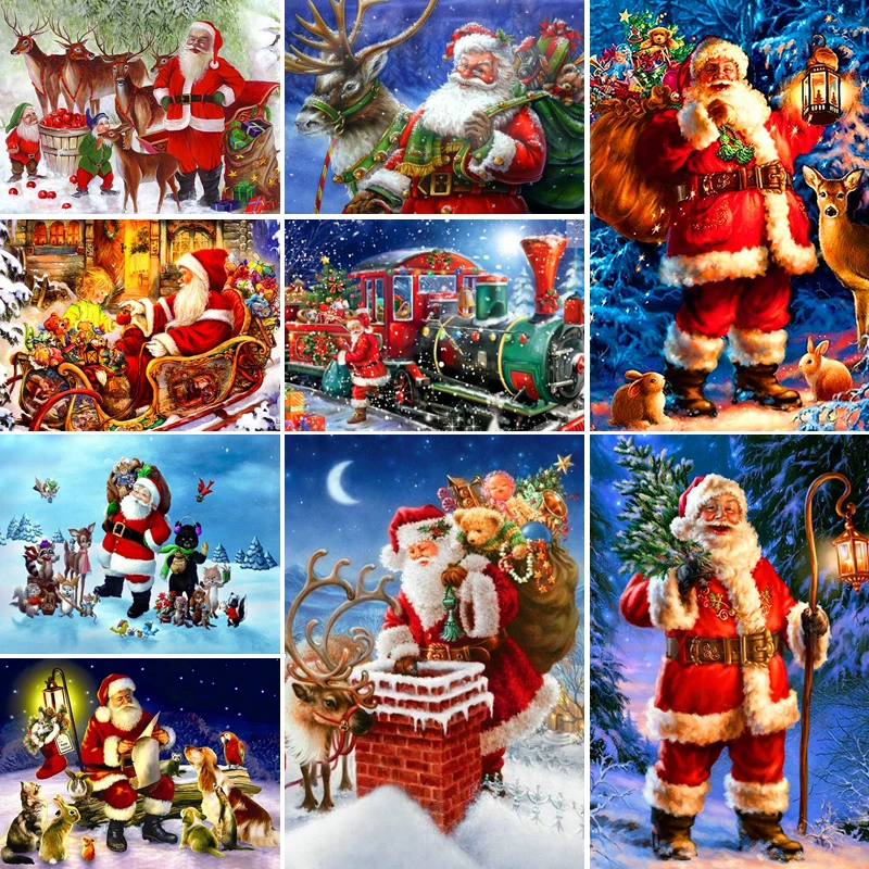 

40x50x60x70 diamond painting 5D Full Square embroidery mosaic Cross Stitch Santa Claus snow DIY Christmas home Decoration gift