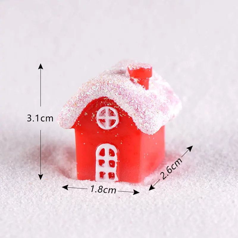 

Kawaii Christmas Snow House Decor Figurines Fairy Garden Miniatures Resin Craft Micro Landscape Home Decor Navidad Christmas