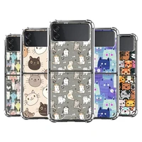 airbag case for samsung z flip3 5g phone cover for galaxy galaxy zflip 3 soft fold capa for z flip 3 cartoon funny cat