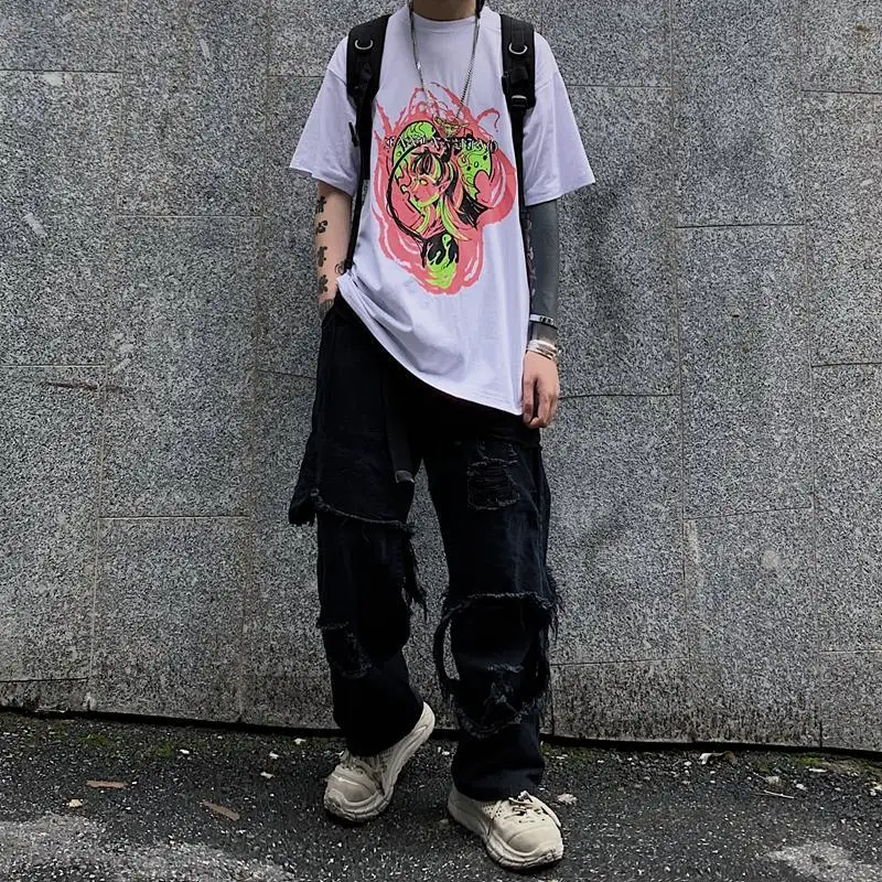 

Summer Hip Hop T-shirt for Men Women Harajuku Graphic T Shirt Short Sleeve Tshirt Tee Tops Korean Clothes Male Punk Streetwear