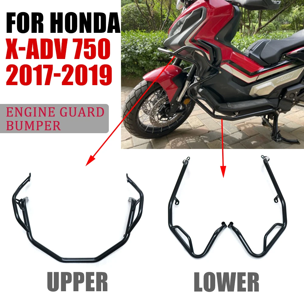 For HONDA X-ADV 750 XADV750 XADV ADV750 2017 2018 2019 Motorcycle Upper Lower Engine Guard Bumper Crash Bar Stunt Cage Protector