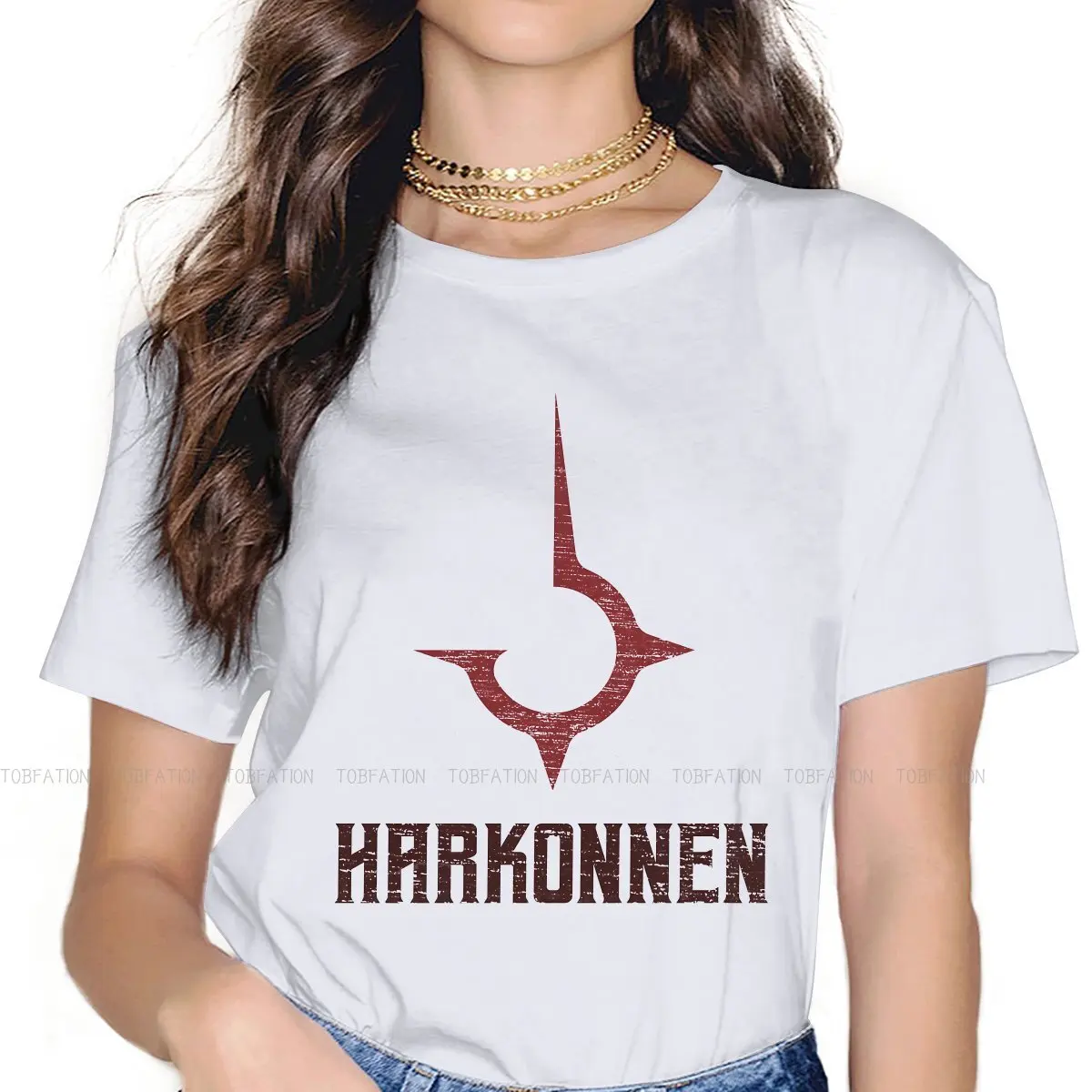 

Футболка Harkonnen House для женщин, тенниска из фильма «колонки песни», научная фантастика, милая Женская майка, 5XL, мягкая Свободная рубашка с при...