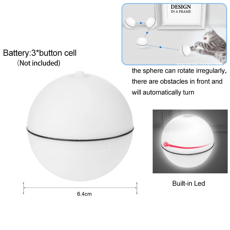 white HIPET электрическая игрушка для кошек, Интерактивная USB Автоматическая вращающаяся игрушка для собак, шар для домашних животных, умный светодиодный лазерный красный светильник, забавные игрушки для кошек - Цвет: white
