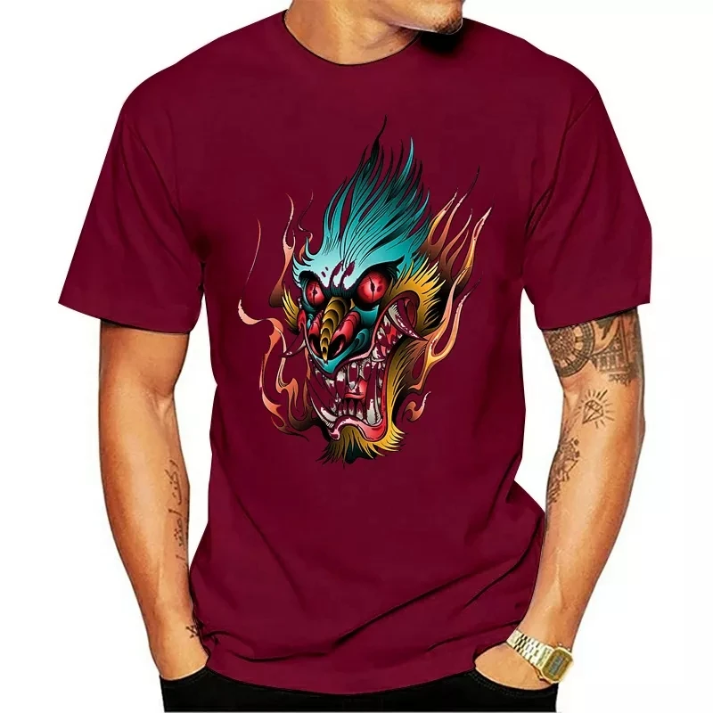 

Men's T-shirt Top quality 100% cotton Oriental dragon print cool and loose O-neck short-sleeved T-shirt Men's Harajuku T-shirt t