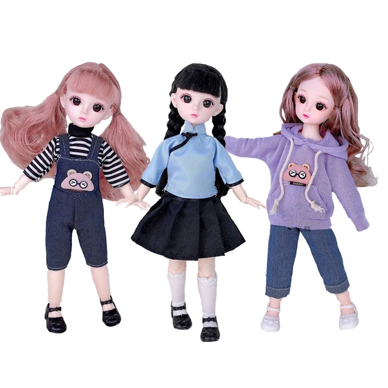 

New 30cm BJD Doll 1/6 21 Joint Princess Dress Up Fashion Casual Wear Clothes Bunny Overalls Baby Dolls Toys for Girls Gift DIY