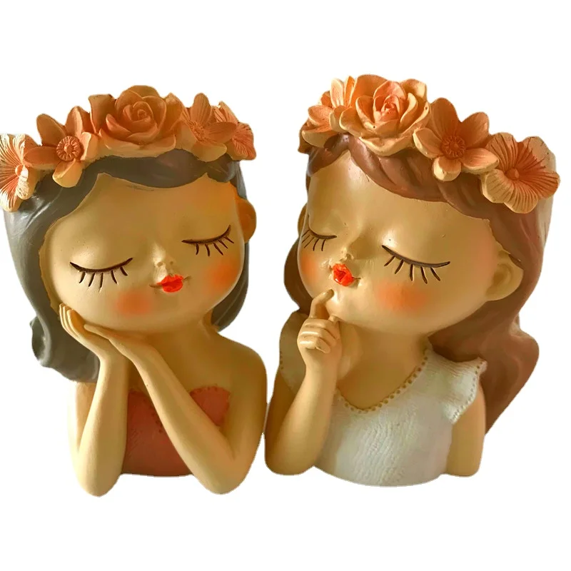 Силиконовая форма милый 3D Цветочный Горшок для девочек ваза из цементной смолы