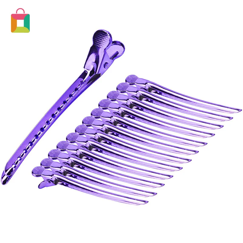 

12 pieces of stainless steel metal duckbill hair clip professional hair salon clip hair beauty styling tool Glittery