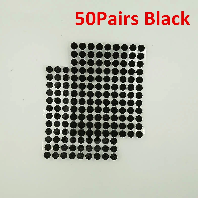 Black 50pairs 10mm 100 пар Самоклеящиеся Застежки лента 10/15/20/25/30 мм сильный клей точки Стикеры крюк и петля; цвет белый, черный; Круглый Монеты нейлоновая лента - Цвет: Black 50pairs 10mm