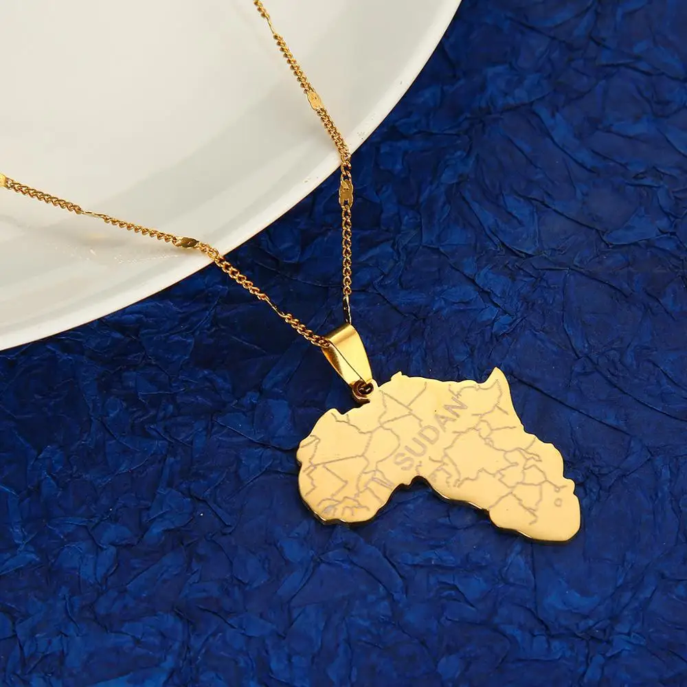 Подвеска из нержавеющей стали с изображением кенийской карты ожерелье золотого