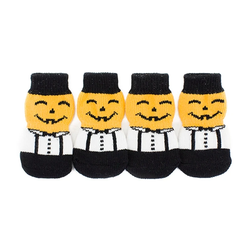 Противоскользящая подошва лапа Хэллоуин Pet водонепроницаемые тыквенные носки