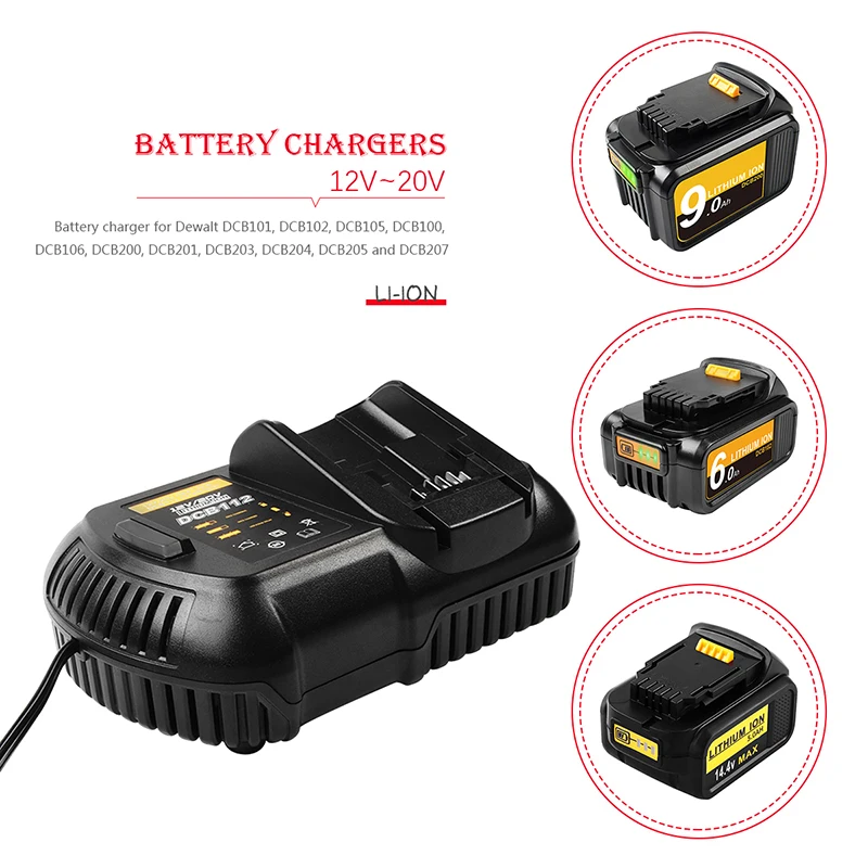 

Bonacell 4.5A DCB118 battery charger for Dewalt Battery 10.8V 12V 14.4V 18V 20V DCB200 DCB101 DCB115 DCB107 DCB105 DCB140 DCB112