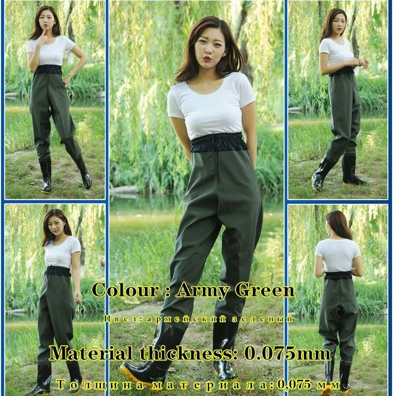 Fly Fishing Waders водонепроницаемые сапоги легкие ПВХ брюки Нескользящие резиновые