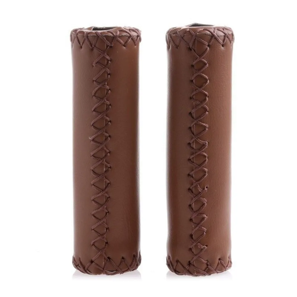 

Bicycle Retro Road Folding Bike Leather Grip Cover Dead Fly PU Grip Hand Shock Absorption Handlebar Soft Leather Comfortable