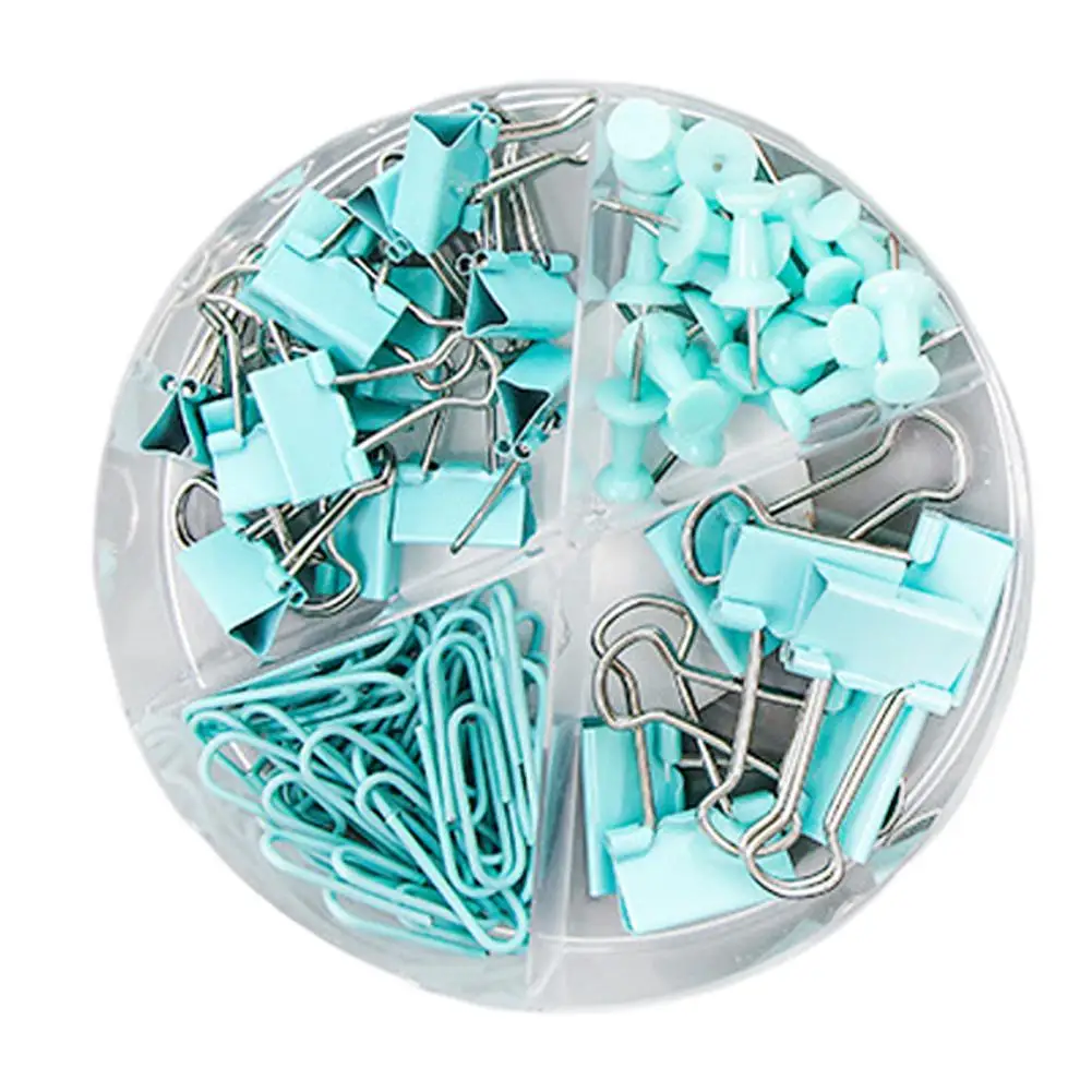 Light Blue 72 шт. скрепки для бумаги, зажимы, булавки с акриловой коробкой для офиса/офиса, школьные принадлежности - Цвет: Light Blue