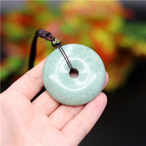 Ожерелье из натурального белого и зеленого нефрита подвеска пончик