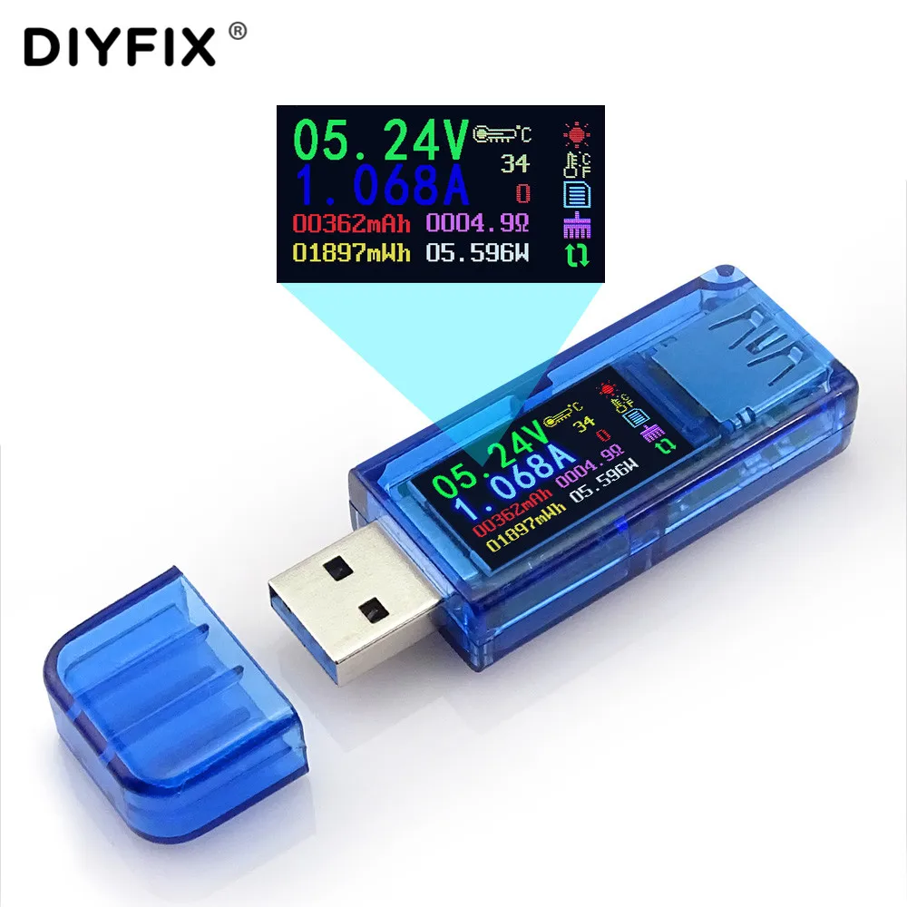 USB-тестер DIYFIX 3 0 HD цветной ЖК-дисплей вольтметр амперметр измеритель напряжения и