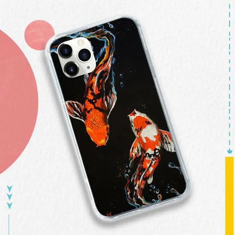 

Chinese Koi Fishes animal pattern Phone Case for iPhone 11 12 mini pro XS MAX 8 7 6 6S Plus X 5S SE 2020 XR