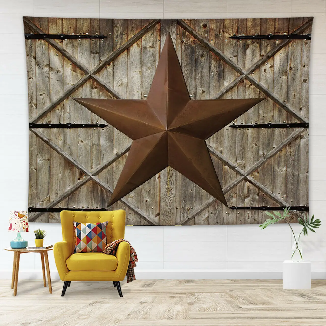 Ржавый техасская звезда деревянный сарай дверь гобелен настенный подвесной