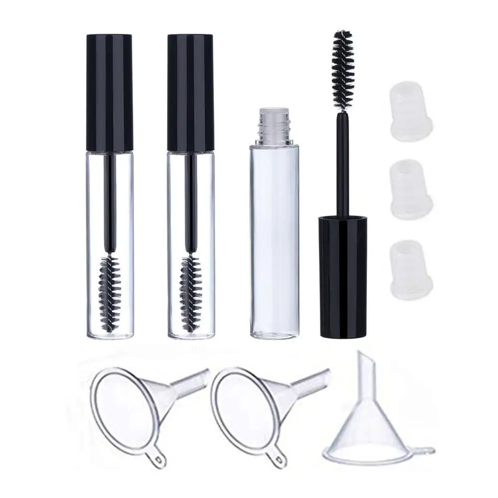 

3PCS/Set 10ml Empty Mascara Bottles Black Wand Eyelash Tube Cream Container Plastic Funnels Refillable DIY Makeup Cosmetic Tools