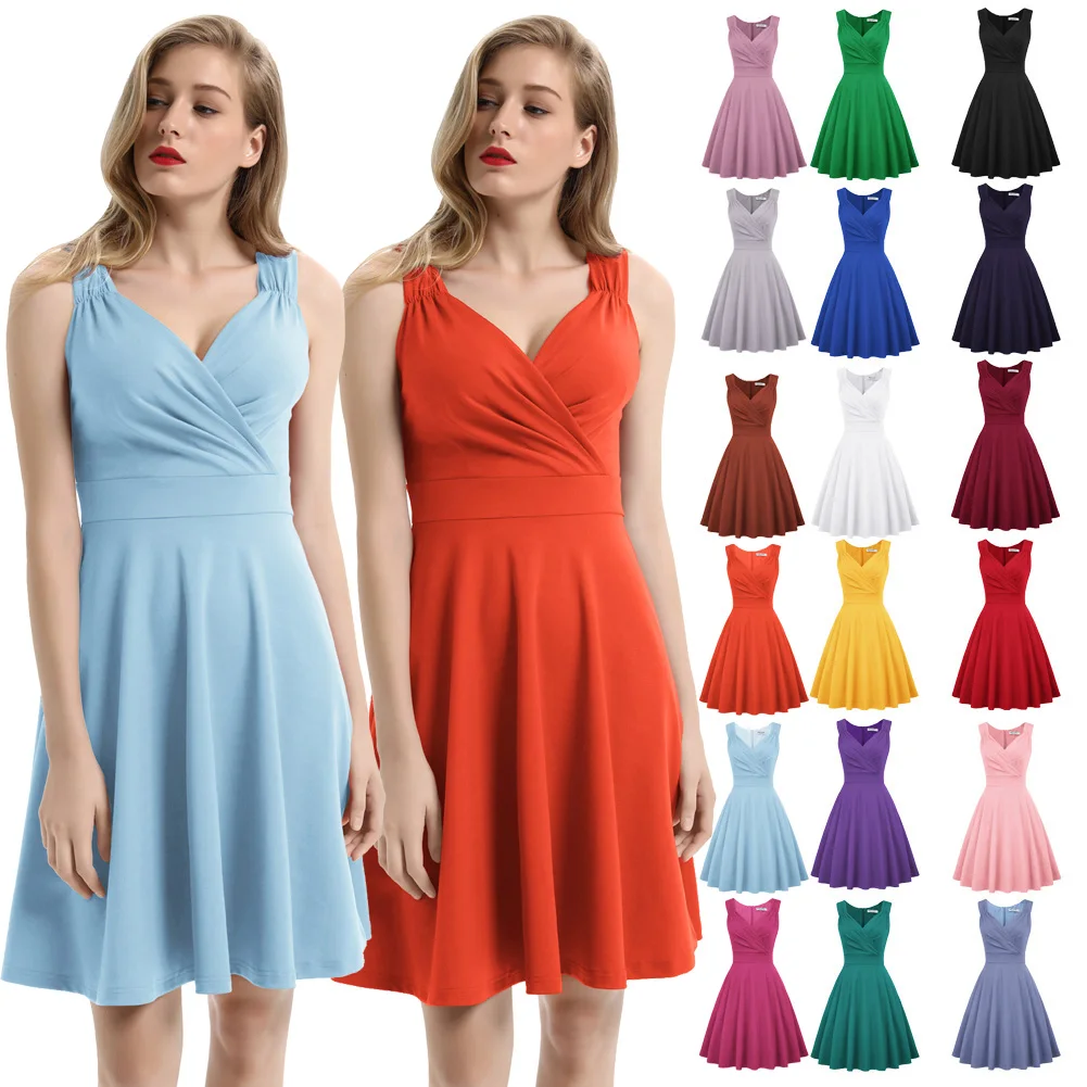 Grace Karin женские платья однотонные без рукавов с v образным вырезом расклешенные а