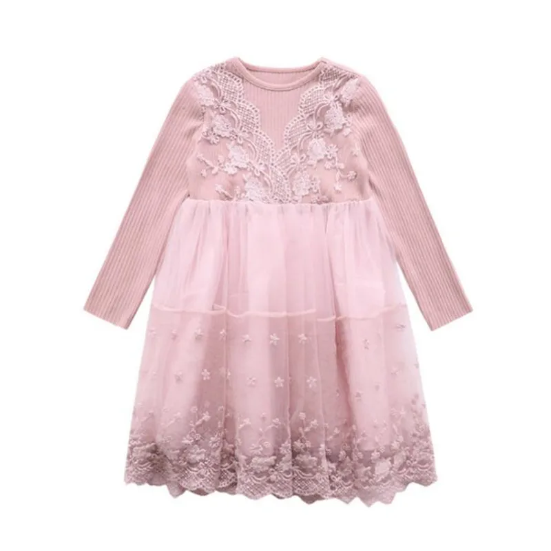 

Princess Dress Autumn Girls Long Sleeve Dresses Kids Clothing Mesh Fake Two Pieces Party Dresses Children Costume for 2-7 Years