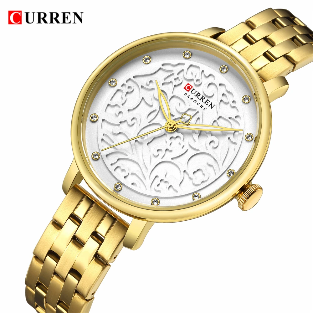 Top Brand CURREN Watches Women Classy Dress Gold Wristwatch with Stainless Steel Female Clock 2019 Fashion Luxury Ladies Watch | Наручные