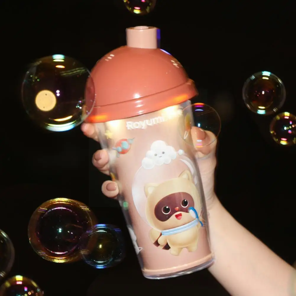 

Summer Milk Tea Sound And Light Bubble Machine Automatic Water Games Proof Outdoor Toy Children Soap Bubble Party Gun Leak X2U0