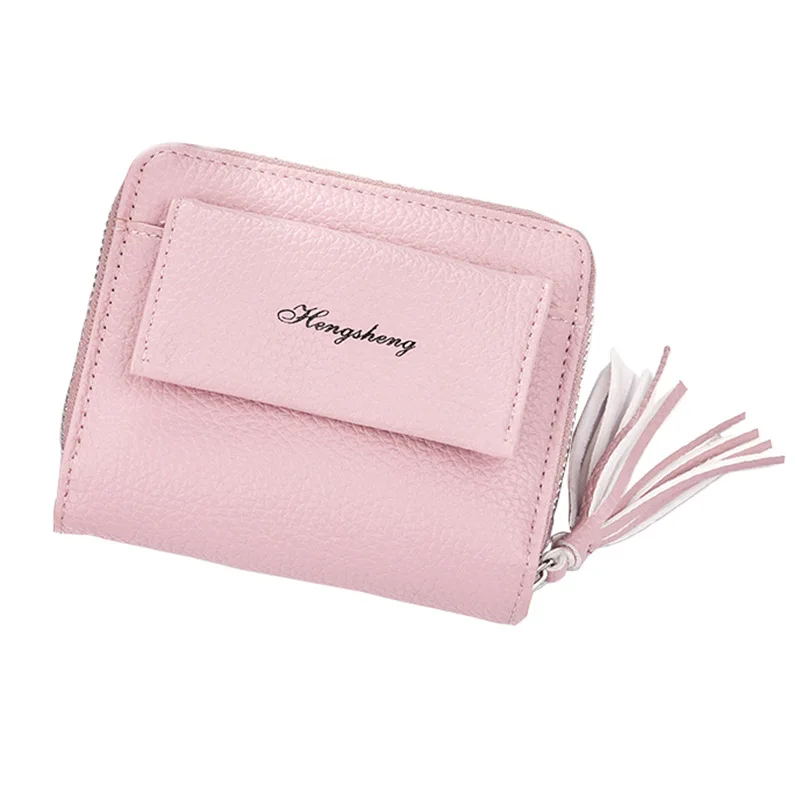 

New Women's Wallet Short Style Fashion Zipper Buckle Bag Wallet PU Leather Soft Surface Horizontal Tassel Coin Purse