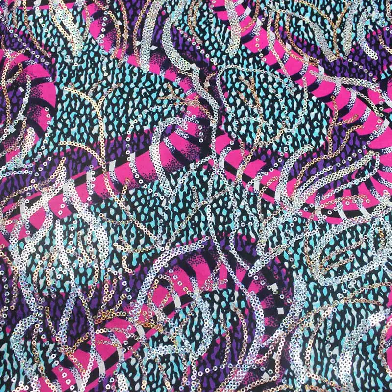 

2021 New African Colorful Print Wax Fabric With Sequins Real Cotton Batik Ankara Patchwork Cloth Nigerian Tissus Material S