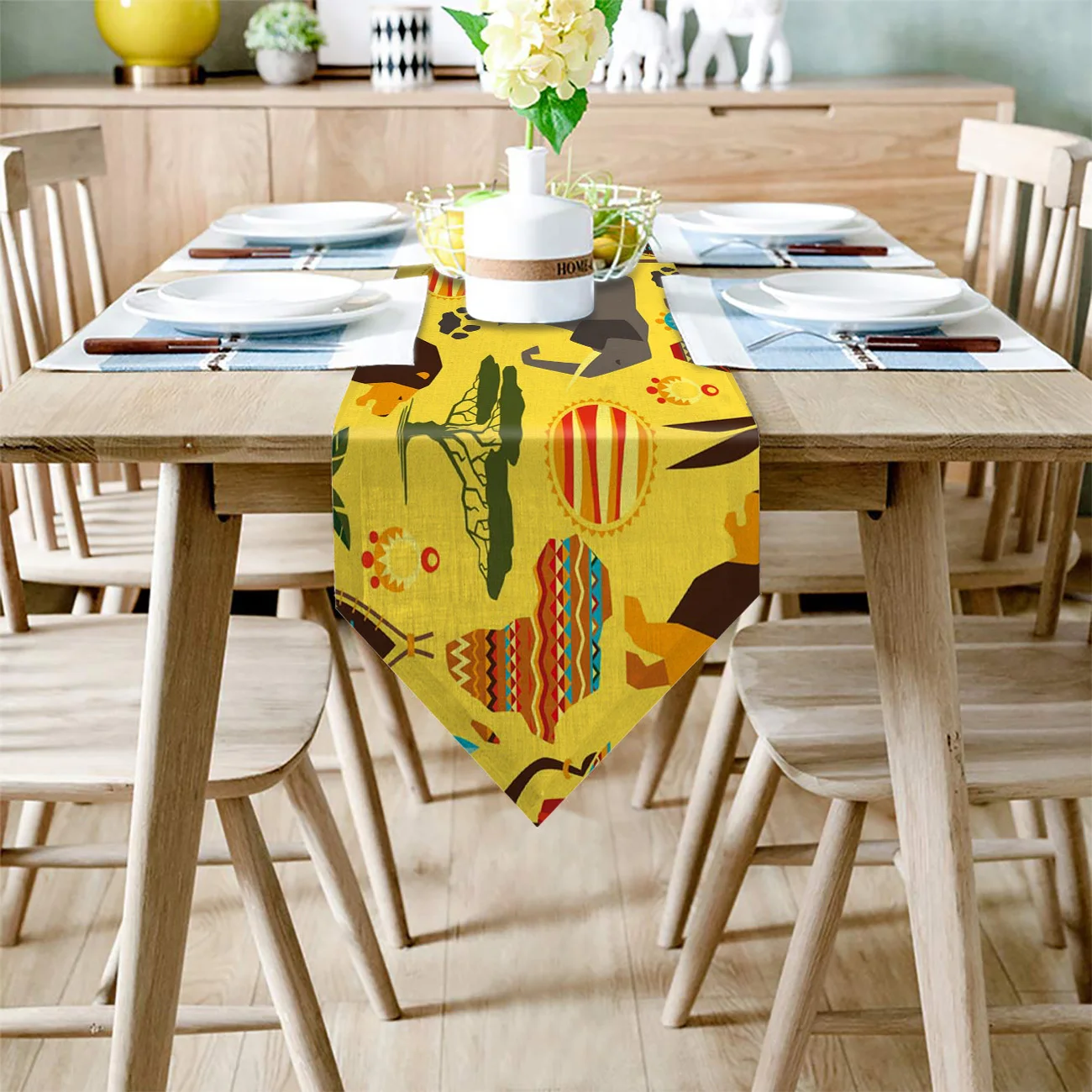 Животное слон Лев Жираф иллюстрация желтая настольная дорожка Настольный Флаг