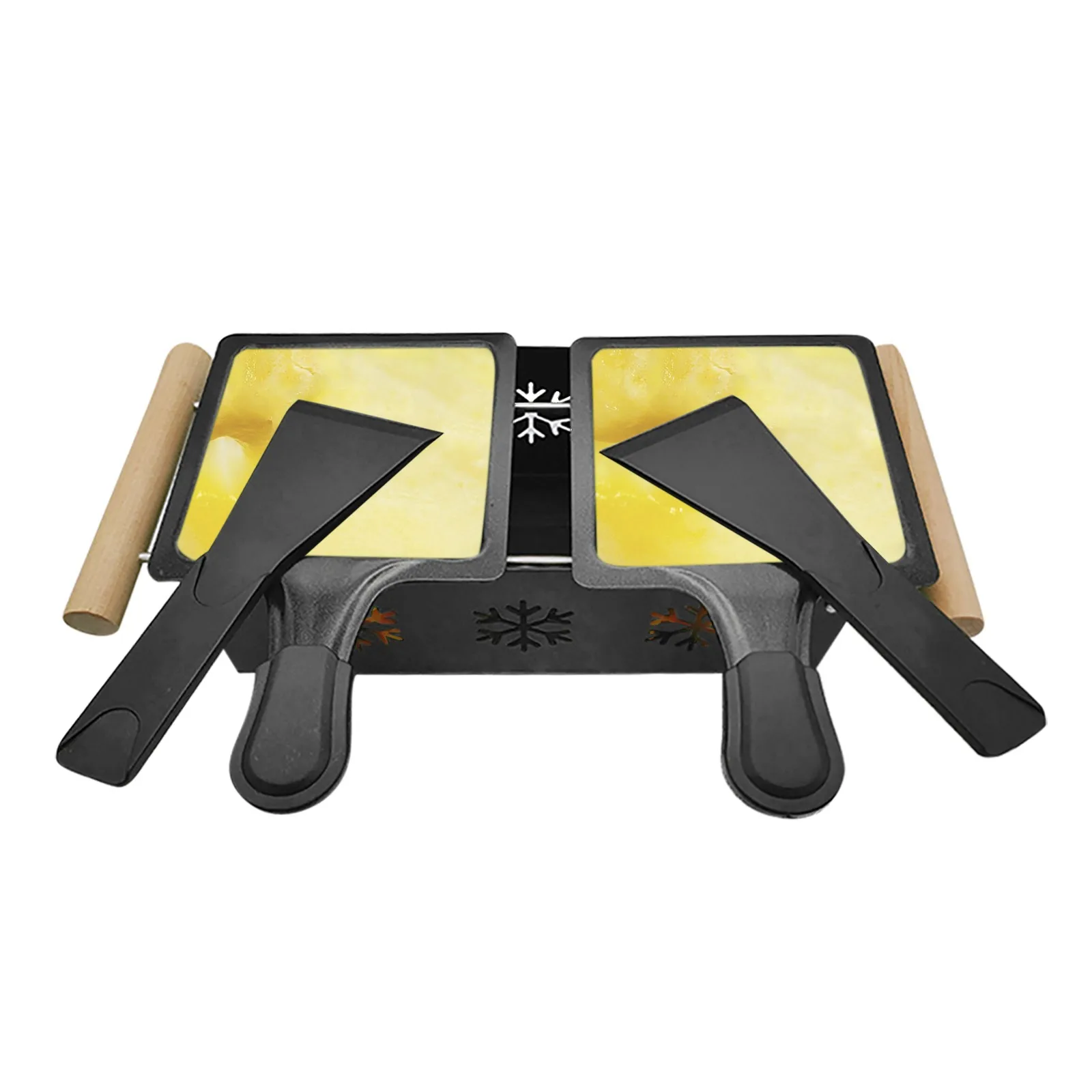 

2 persons Picnic Baking Cake Pan Grill Stove Spatula Kit Slow Heating Cheese Fruit Vegetable Pancake Bread Grill Candle Holder