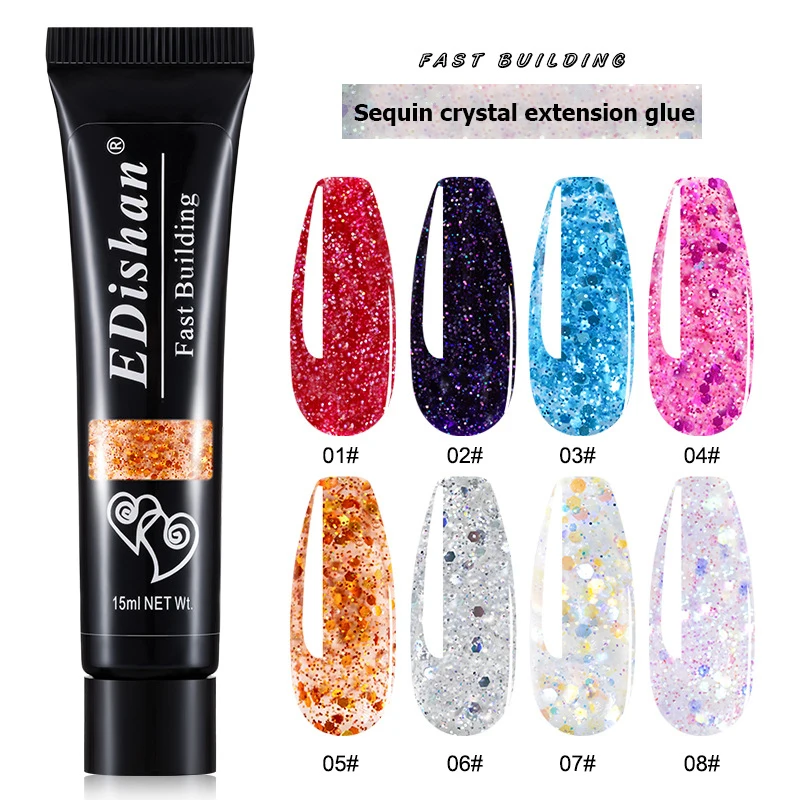 

Sequin Extension Glue Nail Gel 15Ml Extension Nail Decoration Nail Art UV Phototherapy Extension Gel Manicure Tool