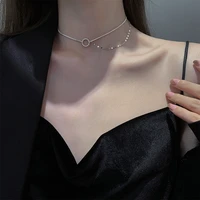 s925 sterling silver double circle necklace femininity necklaces neck accessories hot selling fashion choker jewelry women gift