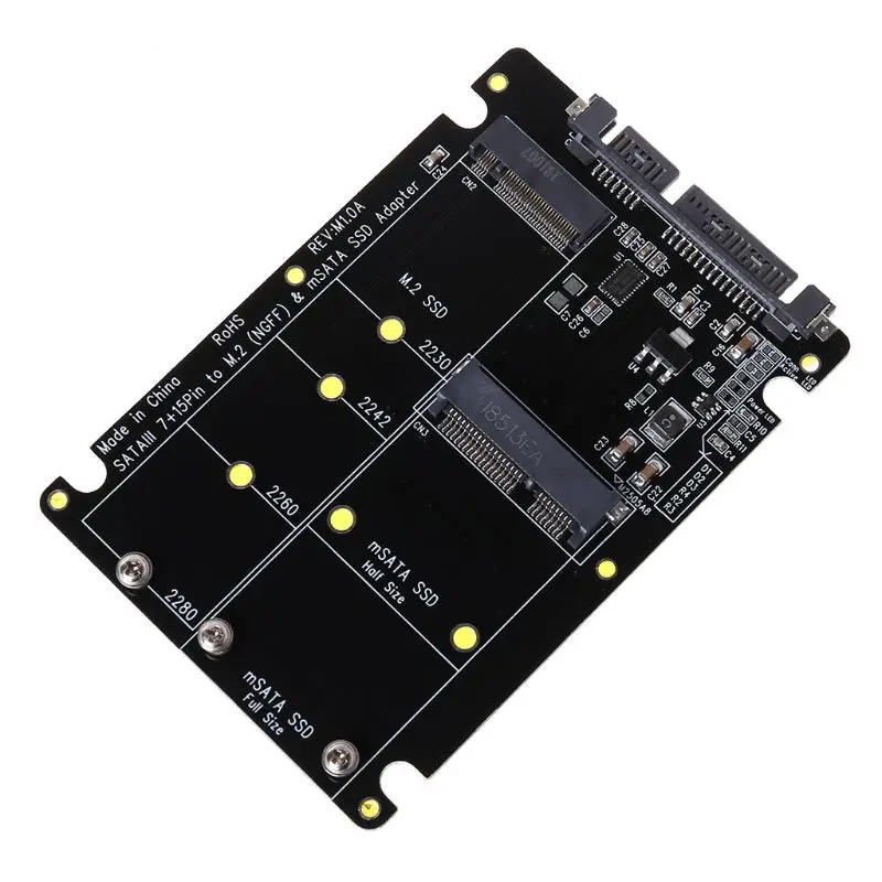 2 в 1 NGFF M.2 B + M Ключ Mini PCI-E или mSATA SSD к SATA III адаптер карта для полного Msata SSD/ 2230/2242/22x80 M2