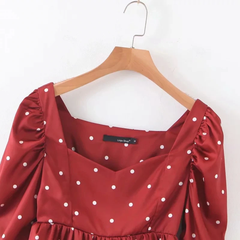 Сексуальное асимметричное платье в горошек блузка для женщин Ретро стиль из