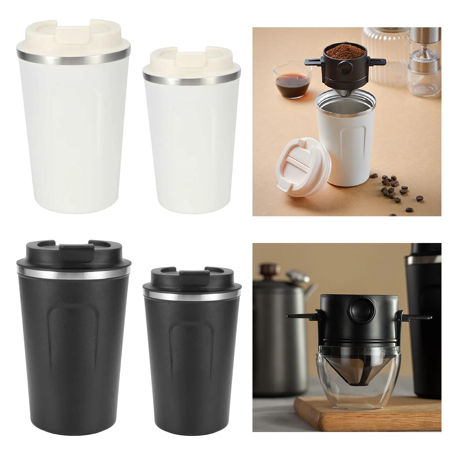 

Стакан из нержавеющей стали, вакуумная Изолированная кофейная кружка, непроливаемая крышка с фильтром, кружка для дома, кухни, улицы, путеше...