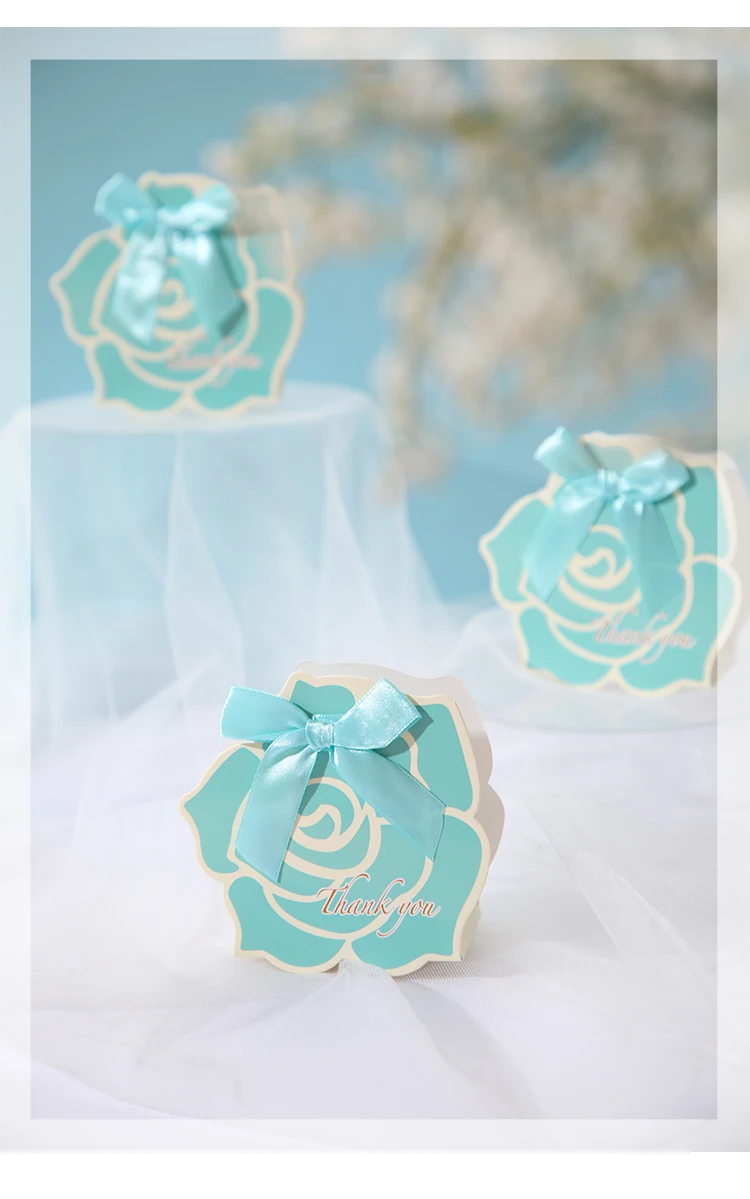 Мятно-зеленая Цветочная коробка для свадебных сувениров гостей 20/50/100 шт. большой