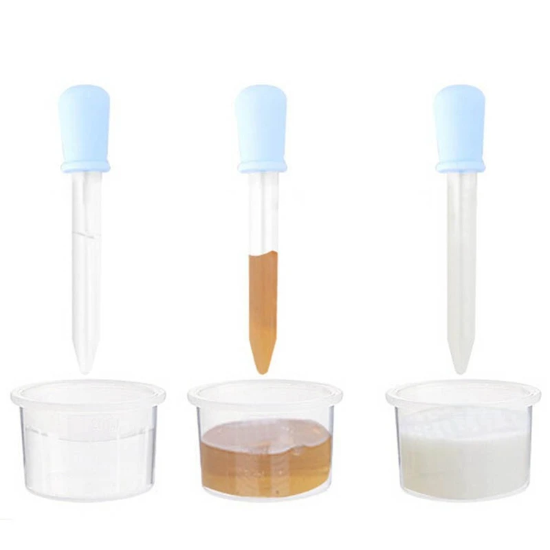 

School Lab Supplies Clear Silicone Baby Medicine Feeder Dropper Graduated Pipette Liquid Food Dropper 10pcs 5ml