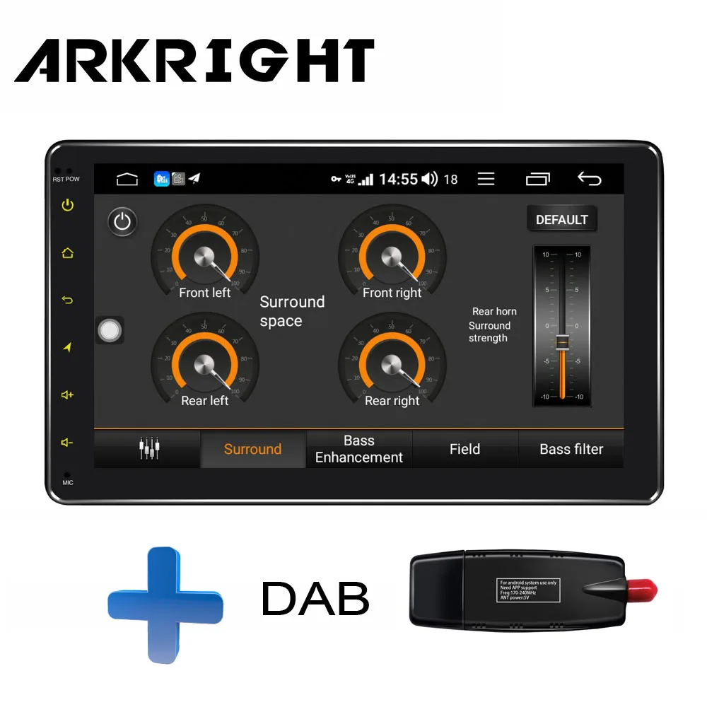 HU-DAB ARKRIGHT " автомобильный DVD gps android 8,1 Автомагнитола стерео 4+ 64 ГБ gps навигация ips/DSP/Carplay 4g Восьмиядерный мультимедийный плеер - Цвет: HU-DAB