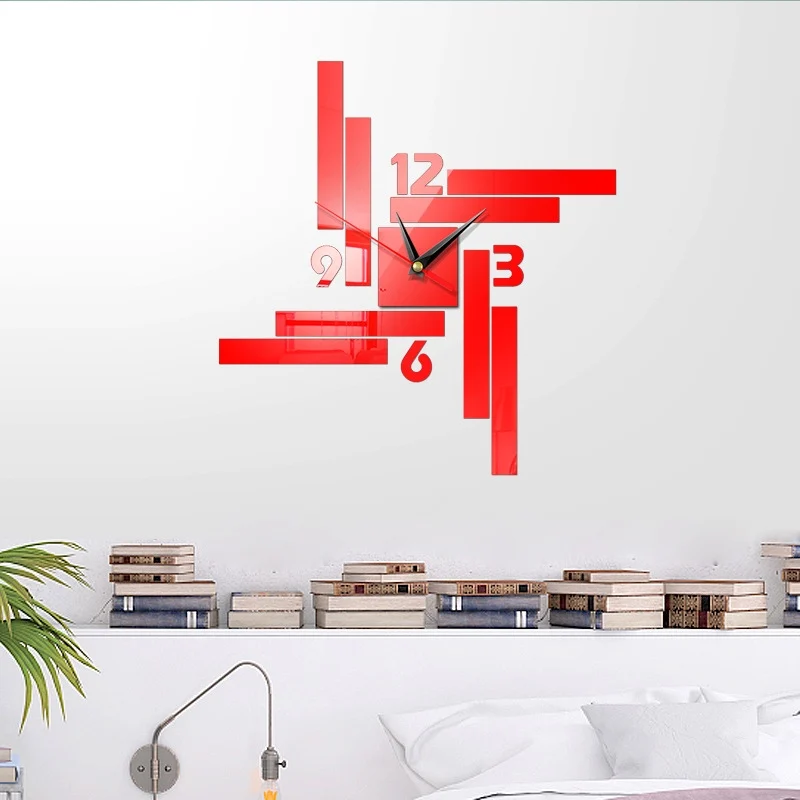 

3D Large Wall Clock Acrylic Silent Digital DIY Self-adhesive Modern Design Wall Clock for Room Office Home Decor Wall Stickers