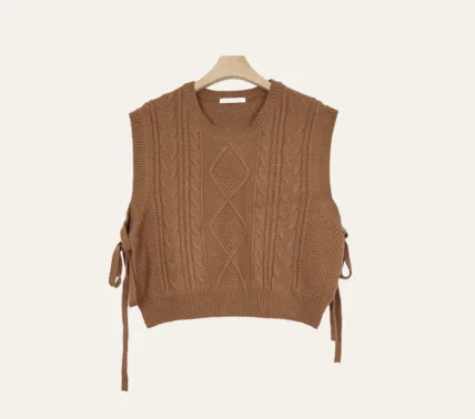 

New neck Girls Pullover vest sweater Autumn Winter short Knitted Women Sweaters vest Sleeveless Warm Sweater Casual oversize