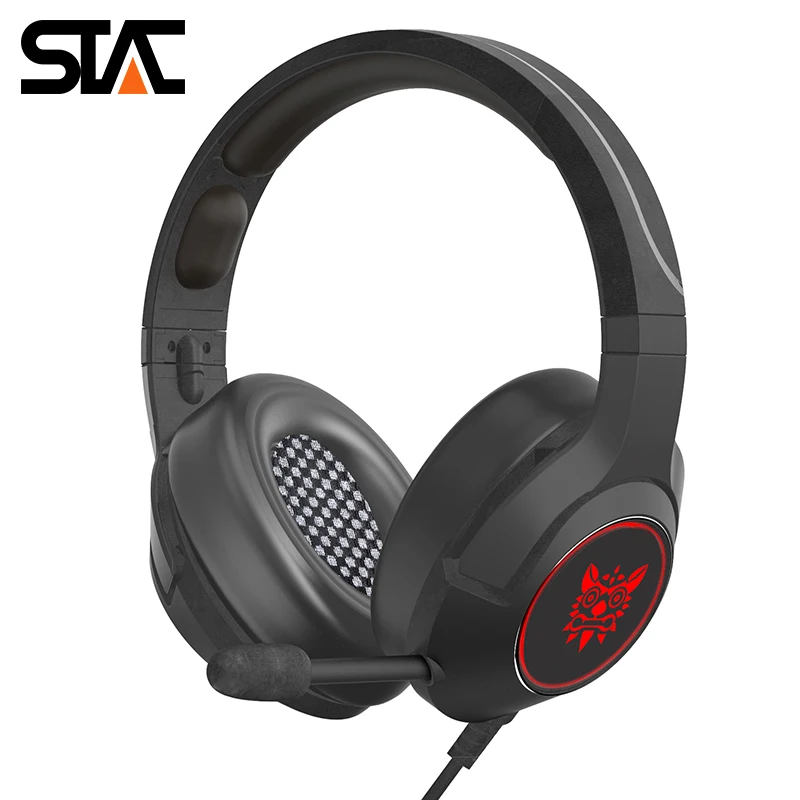 

K9 Retractable Mic Gaming Headset Strong Bass Cool Light Wired Stereo Soft Memory Earmuffs Over-ear Gaming Headphone