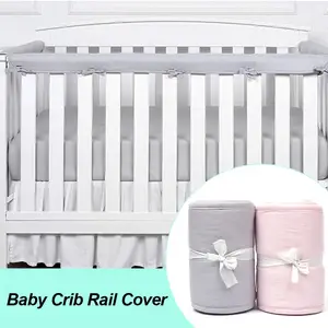 Хлопковая защита для детской кроватки из трех предметов, поручни для защиты от укусов, однотонные поручни для кровати, товары для безопасности детей