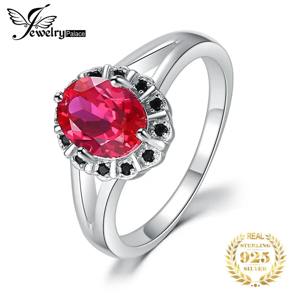 Jewelrypalace 1.8ct создания рубин из Натуральной Черной Шпинели заявление кольцо