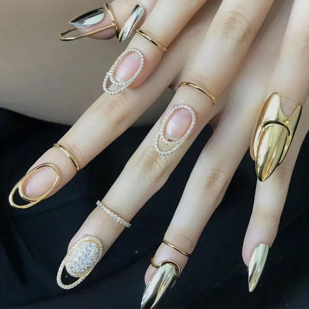 

1PCS Gothic Metal Line Thin Nail Rings For Women Daily Jewelry Cover Fashion Fingertip Protective C0I4